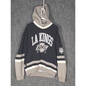 Vintage Hockey LA Kings Hoodie Mens Large‎ Black Grey NHL Pullover Sweatshirt